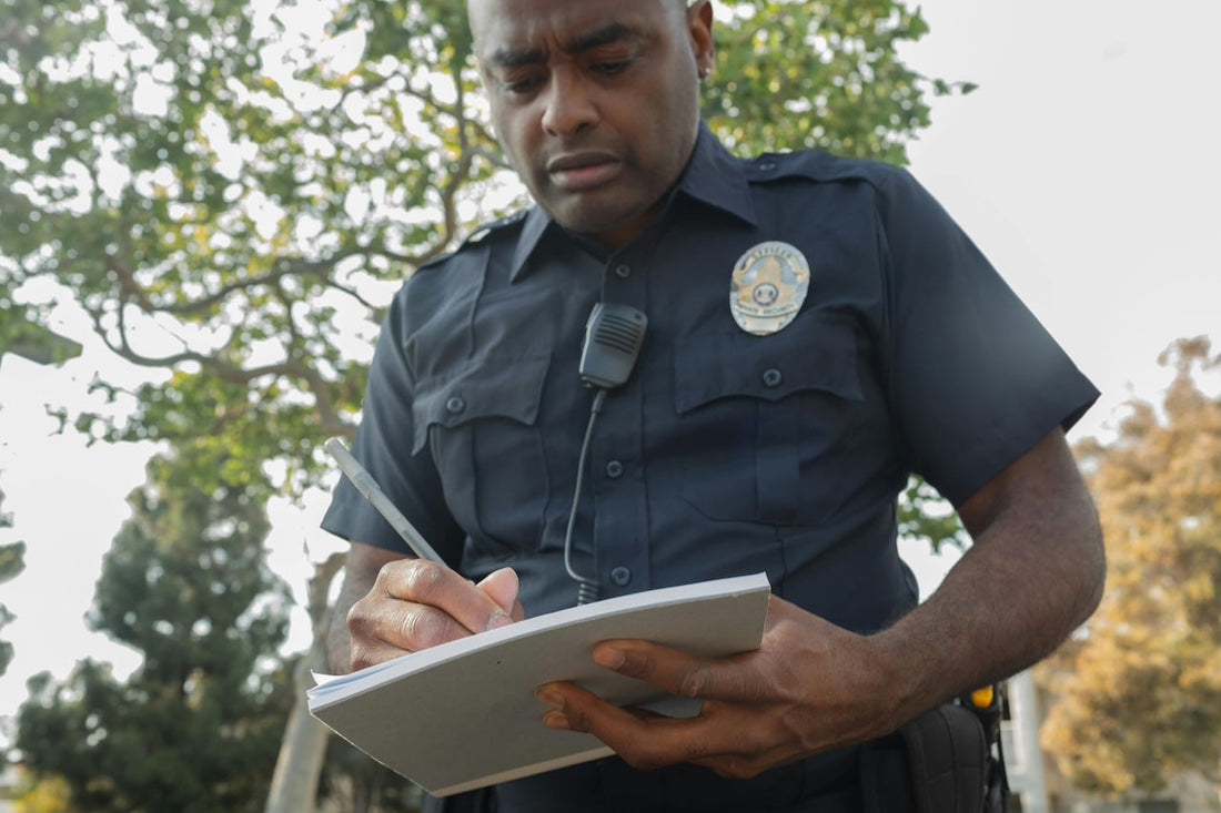 security guard writing up report