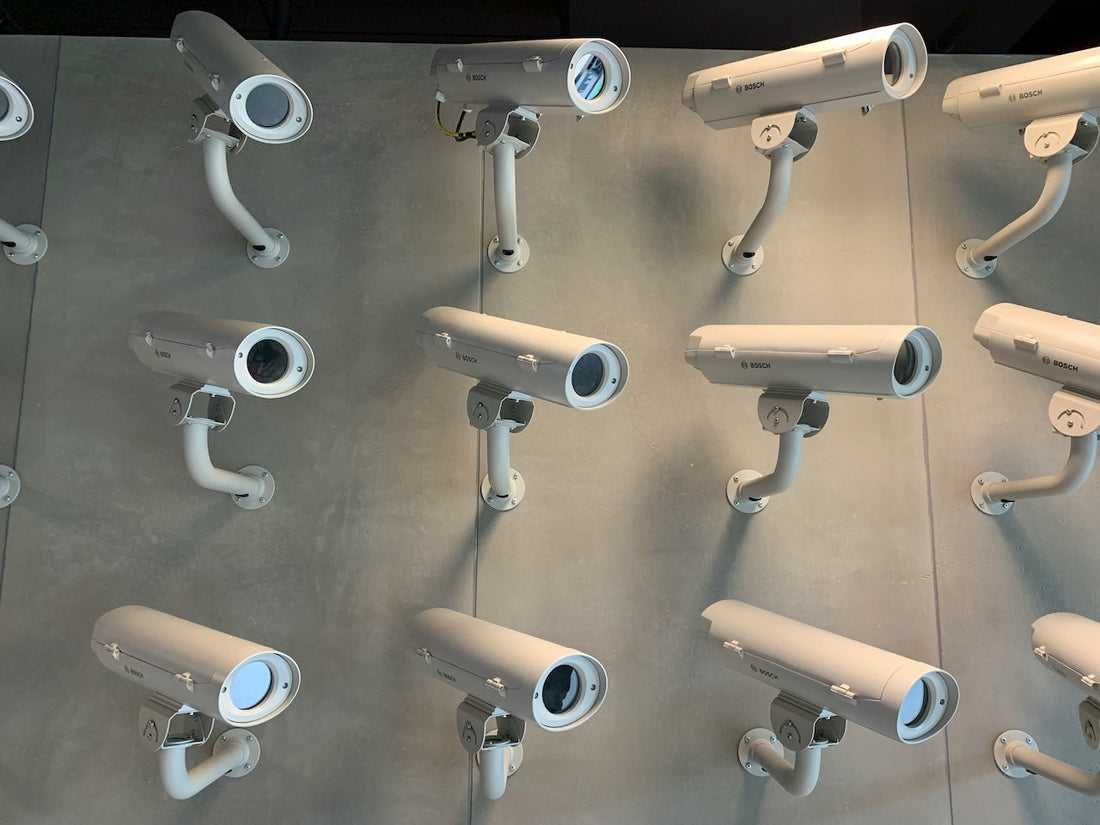 wall of cctv cameras