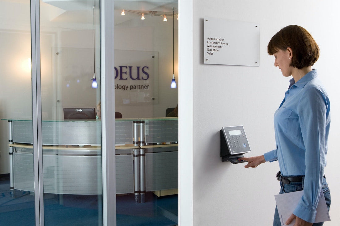 woman scanning her credentials to get access to secure area